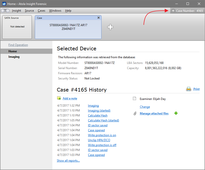 The Plus icon next to the Case Number.