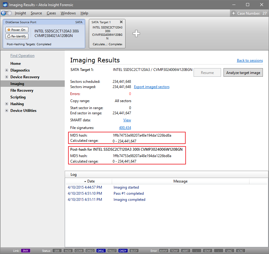 Source and target hashes