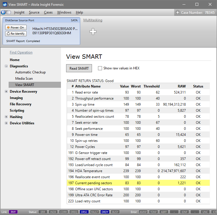 Hitachi drive with 1221 pending sectors