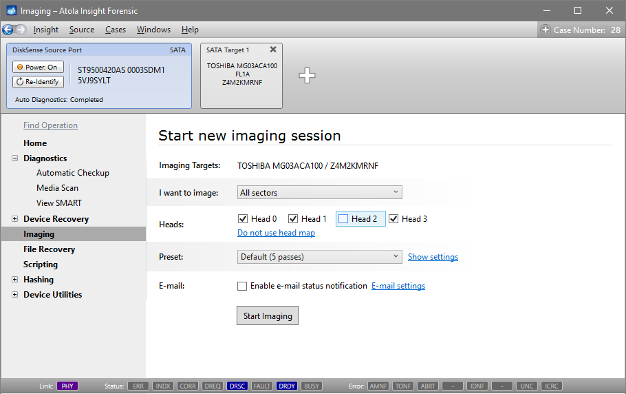 Unselect degraded head.