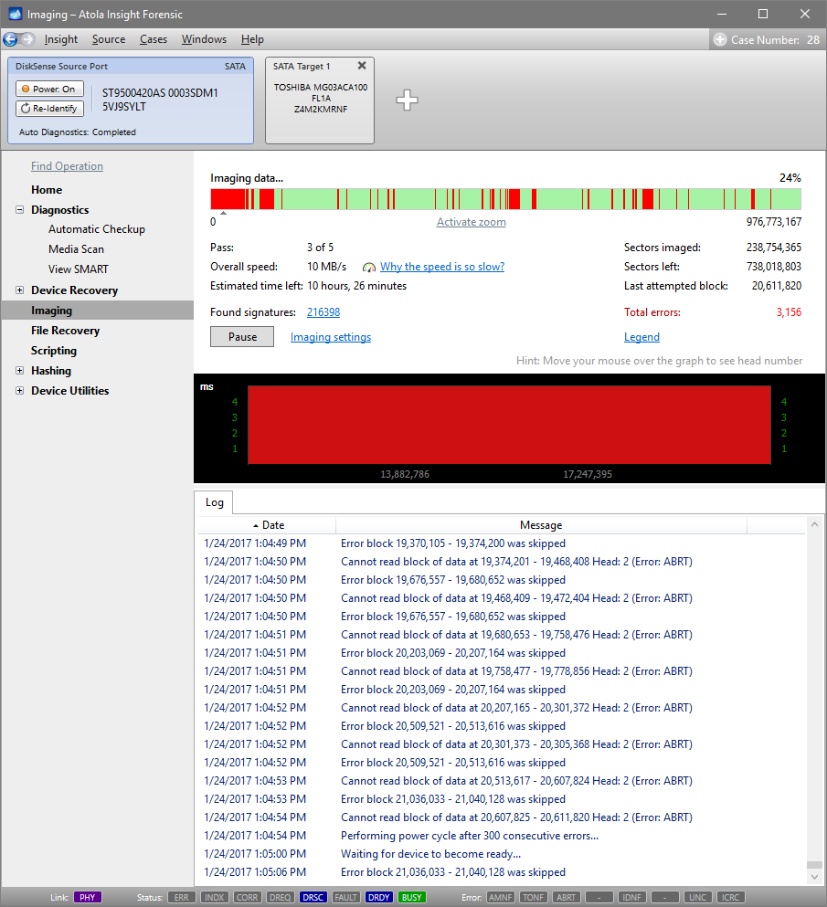 Imaging degraded head.