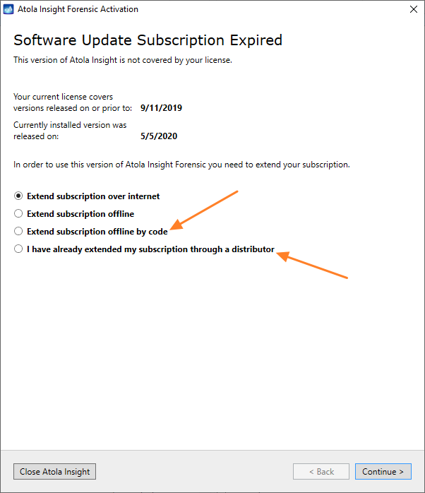 The Atola Insight Forensic activation dialogue.