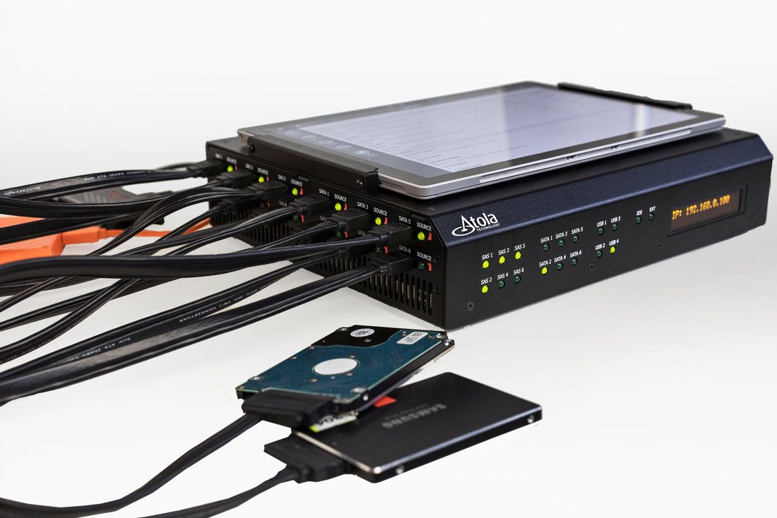 
      Forensic hardware imager with 18 ports.
      